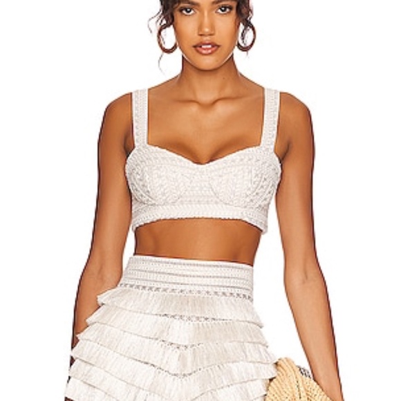 x PATBO Alessandra Ambrosio Metallic Trims Cropped Top in Silver